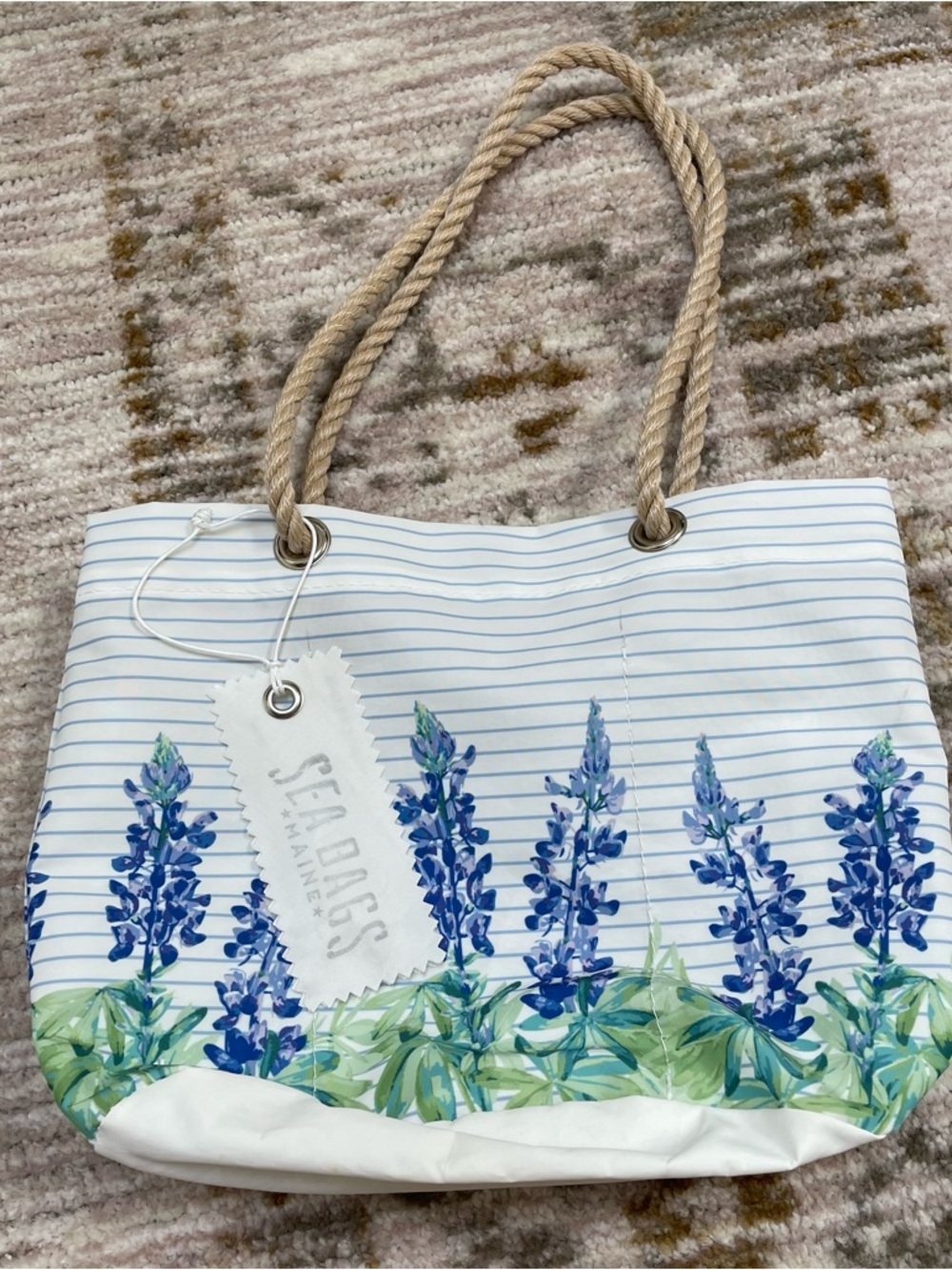 Sea Bags Lupine on Sailor Stripe Essential Handbag